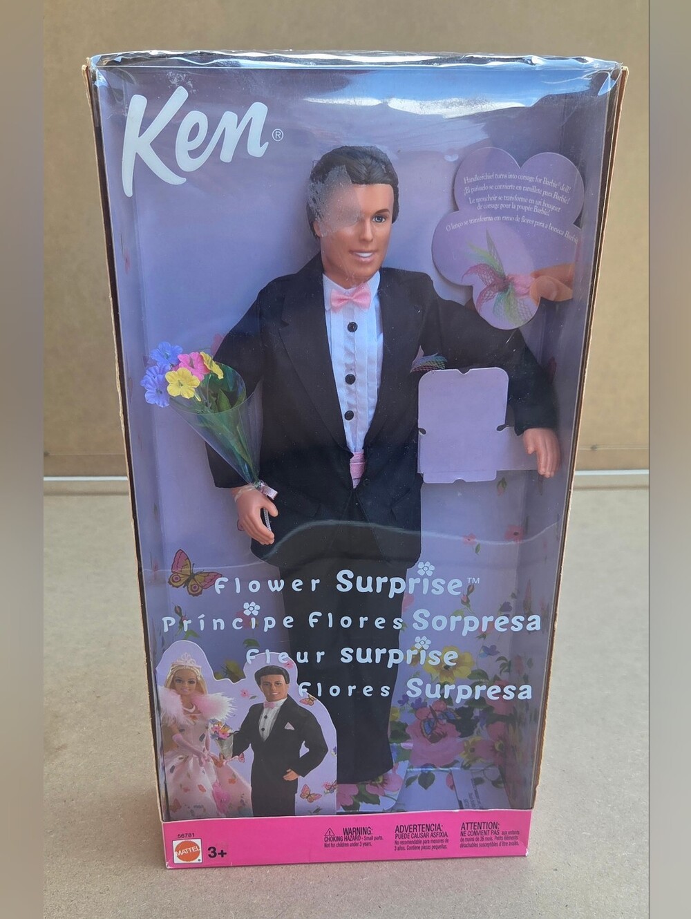 Vintage 2002 Mattel Flower Surprise Ken Doll NIB (Model #56781)